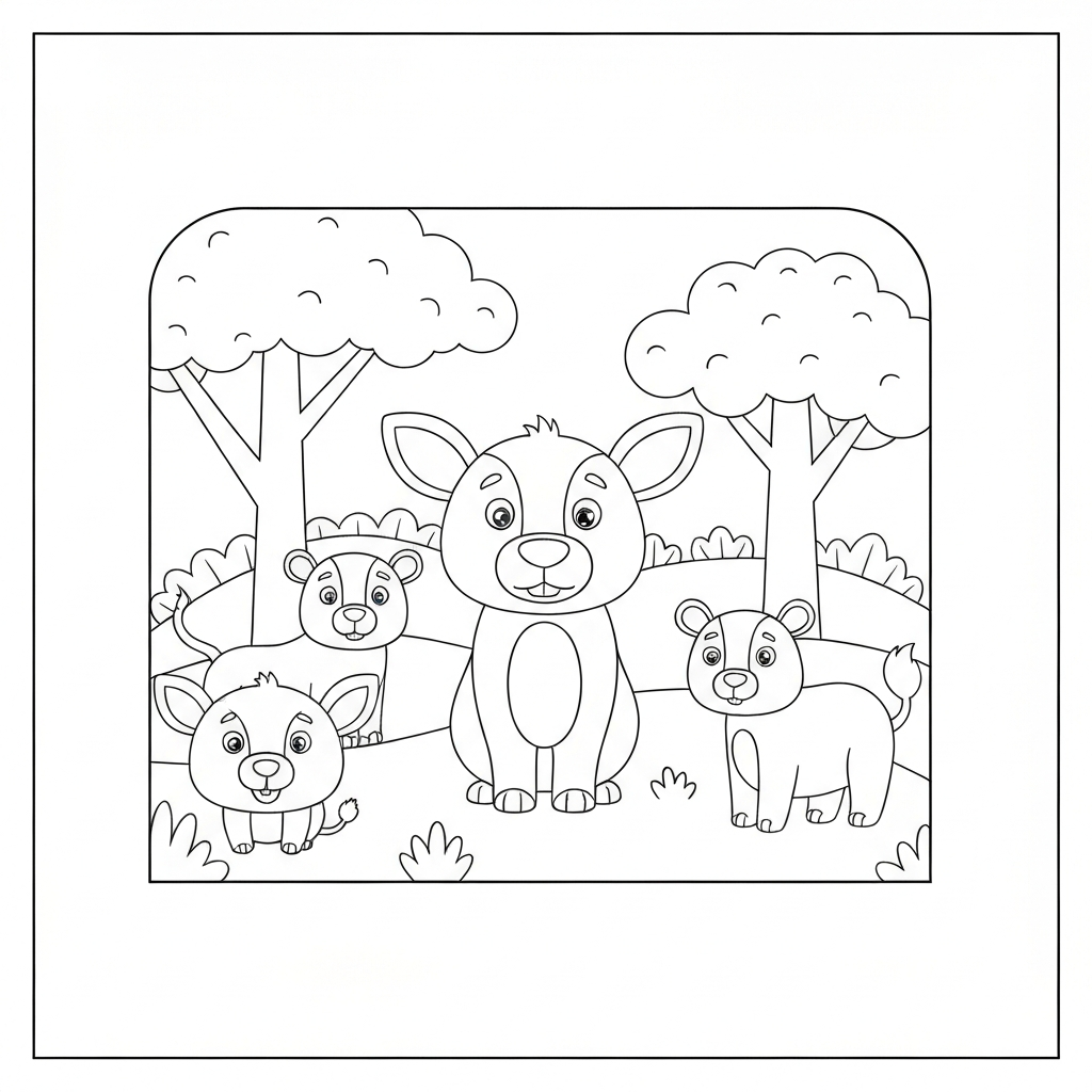 página de colorir fofa de animal de zoológico