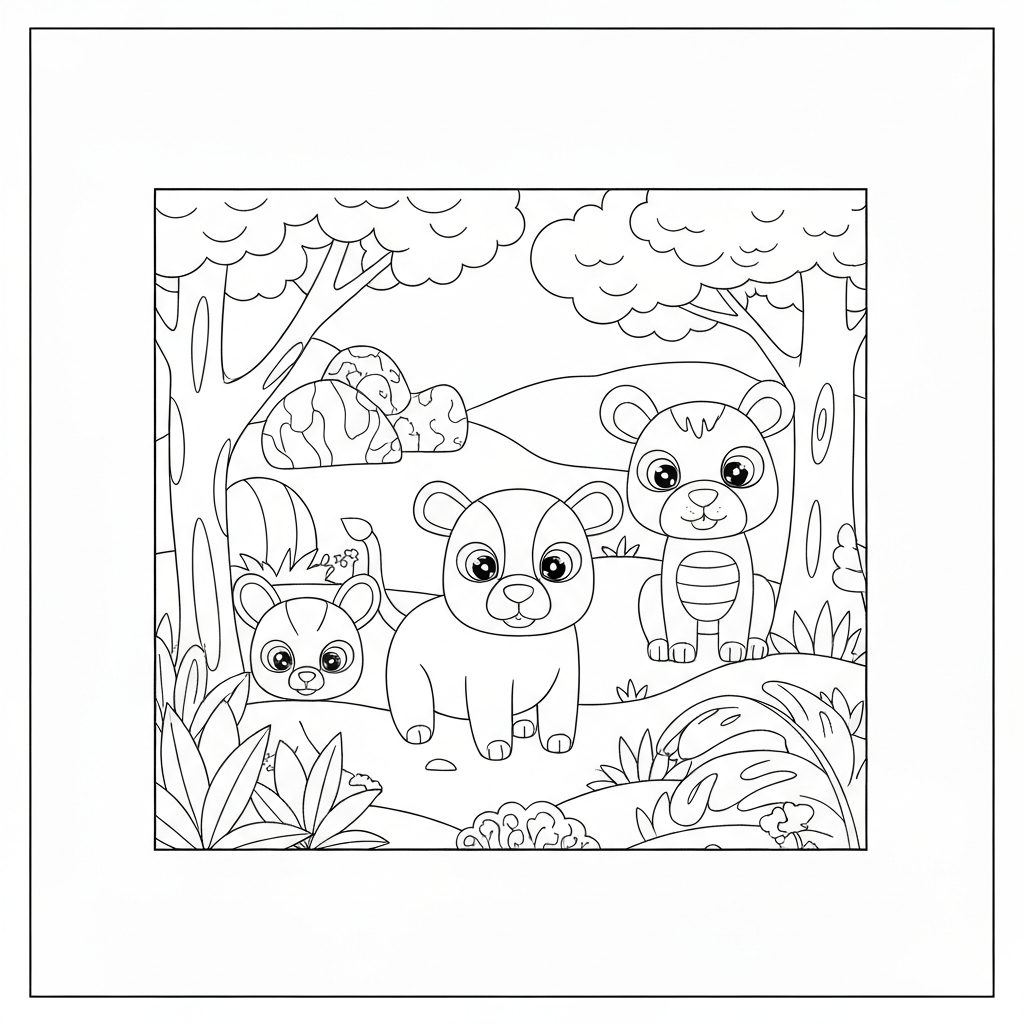 página de colorir fácil de animal de zoológico