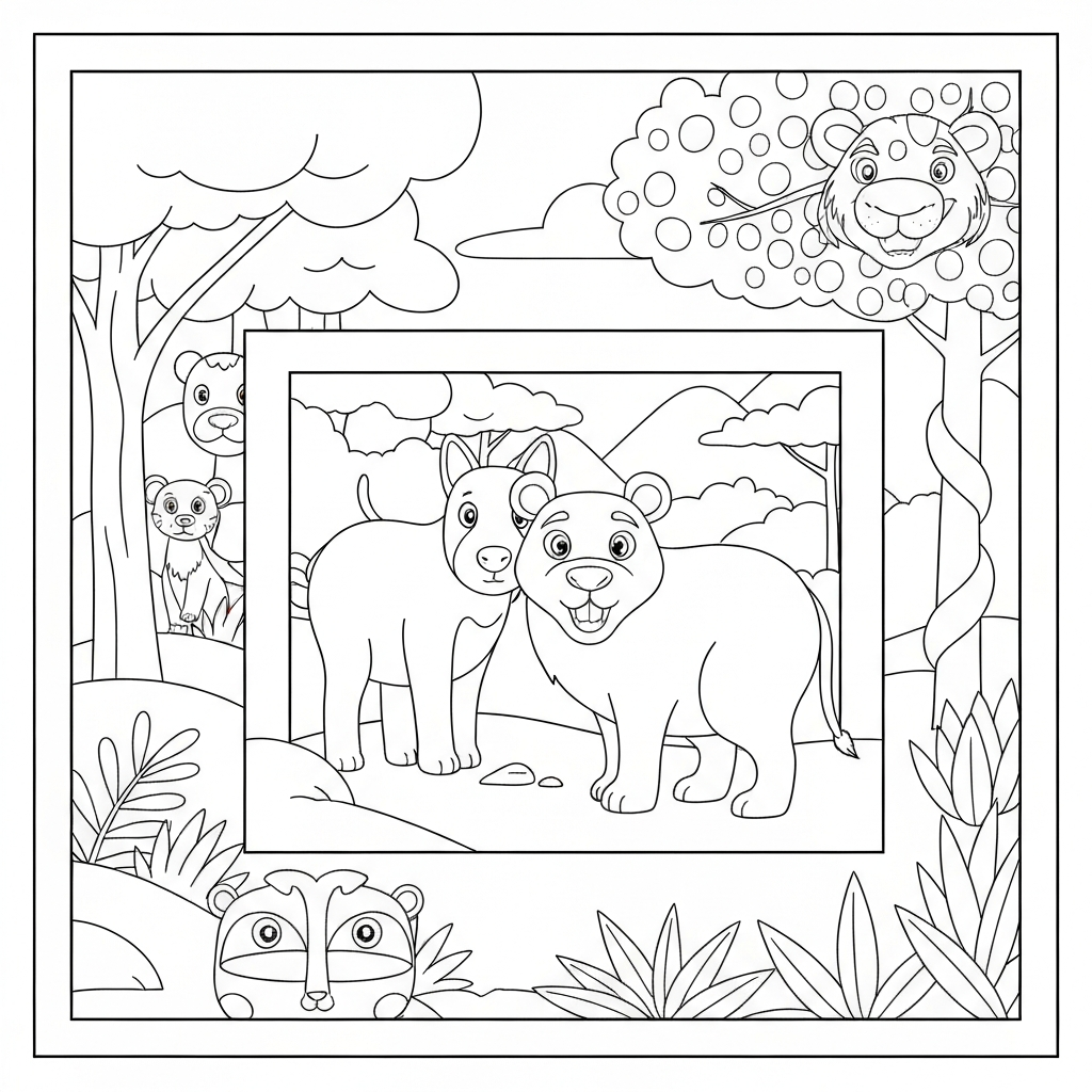 página de colorir educativa de animal de zoológico
