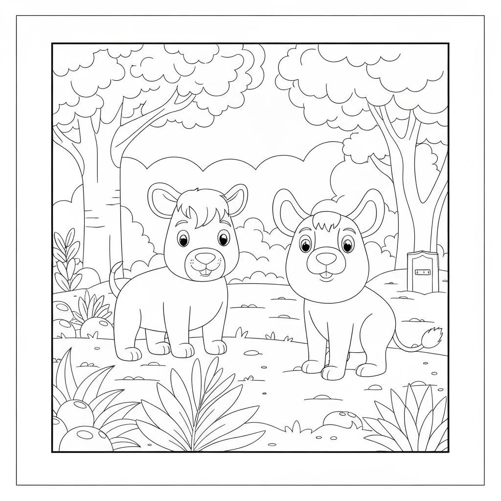 página de colorir de família de animal de zoológico